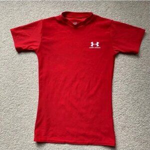 Under Armour Boys Athletic Tech Short Sleeve Base Layer Red Shirt Youth Medium